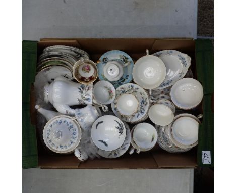 A mixed collection of Royal Albert teacups, saucers, plates- 1 box