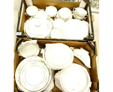 Wedgwood Westbury dinner ware to include 4 lidded tureens, dinner plates, side plates, twin handled soup bowls and saucers, b