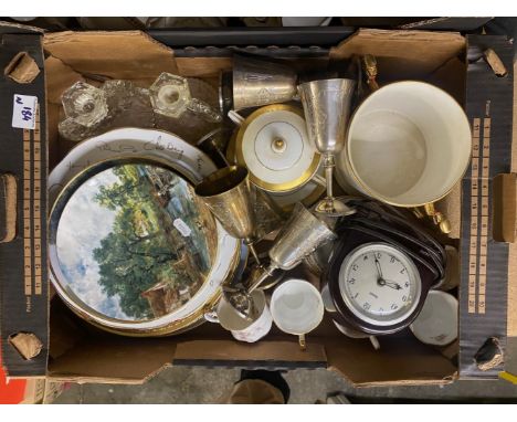 A Mixed Collection of items including Ferranti Bakelite Clock, Paragon Victorian Rose Cups and Saucers, Locing Cup unmarked, 