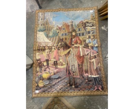 Vintage Jeban de Macy large Medieval French Wall Tapestry