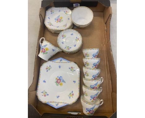 Shelley Fine Bone China (0230)  Part Tea Set to include One Handled Sandwich Plate, Six Side Plates, Six Saucers, Six Tea Cup