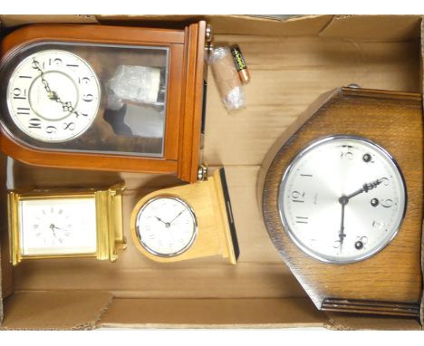 Four Assorted Clocks including Three Mantle Clocks, Brass Type Carriage Clock(1Tray)