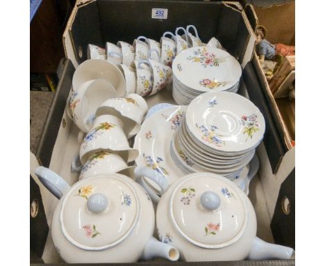 Shelley Fine Bone China 'Wild Flowers'(1.3668) To Include  Two Teapots, Three Milk Jugs, Two Sandwich Plates, Two Sugar Bowls