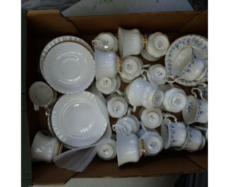 Royal Albert Memory Lane and Val D’Or teacups and saucers- 1 tray