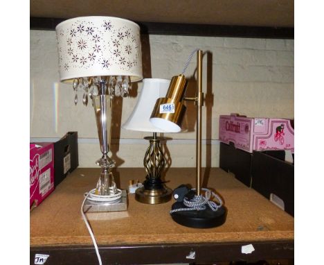 Three Lamps To Include A Bushed Matt Tone Colour Desk Lamp and Two Decorative Table Lamps (3)