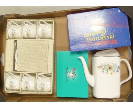 Royal Doulton 'Pastorale' Tea Pot with Six Tea Cups and Saucer's Boxed. Three Boxed sets of Red Rose Miniature Teapot Sets (1