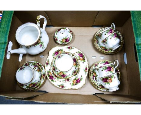 Royal Albert Old Country Rose Pattern Part Tea set including 6 trio's, teapot &amp; cake plate, mostly seconds