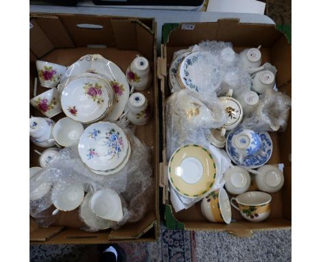 Large quantity of tea ware including Regency, Royal Ascot, Colclough, Sadler, etc.- 2 trays