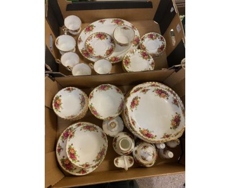 Royal Albert, Old Country Roses Teaware including Dinner Plates, Bread Plates, Oval Platter, Tea Trios, Salt and Pepper, Vase