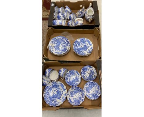 Royal Crown Derby, Blue Aves Design Teaware including 12 Teacups and Saucers, Teapot, Milk Jug, Coffee Pot, Lidded Sugar Bowl