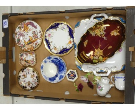 Mixed Ceramics To Include Royal Crown Derby Small Pin Tray, Lidded Trinket Box, Small Plates also Flowers Fancies Carlton War