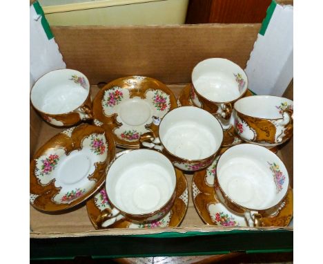 Paragon, A Set of Six Heavily Gilt Teacups and Saucers (6)