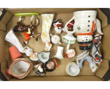 Selection of Ceramics to include Character Jugs, Novelty Santa Salt and Pepper Shaker, Snowman Teapot and Unmarked Horse and 