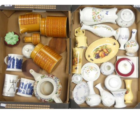 Mixed Ceramics To Include Wedgwood Angela Ginger Jar, Vase, Pin Tray, Aynsley Vases, Pin Trays, Lidded Trinket Box Together W