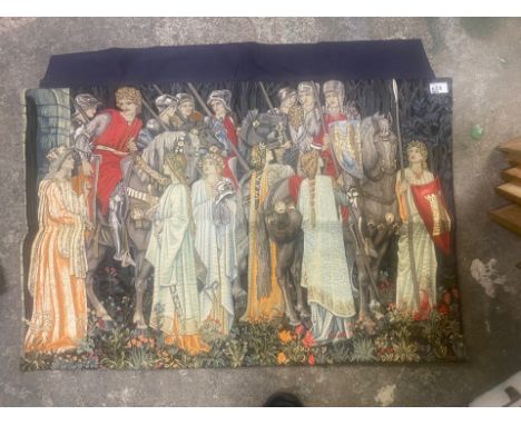 A modern machine woven tapestry of the holy grail