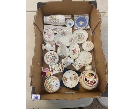 Selection of mixed China to include Royal Albert 'Old Country Rose' Small Mantle Clock, Flower Fancies, Aynsley Lidded Round 