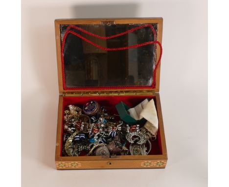 A collection of vintage ladies costume jewellery including various Silver items including bracelet pendants, rings, boxes, ot