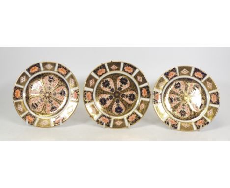 Three Royal Crown Derby Old Imari Saucers each 16cm dia(3)