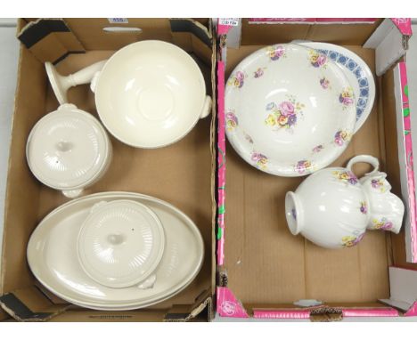 Wedgwood, A Collection of Edme Queensware Design Items including Fruit Bowl, Lidded Tureens, Pie Dishes and candlestick etc. 