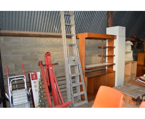 An extending aluminium ladder together with an aluminium step ladder