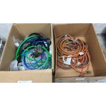 Lot - Industrial extension cord, hoses, misc