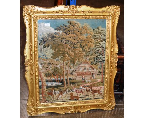 28½" X 23" GILT FRAMED TAPESTRY PICTURE     