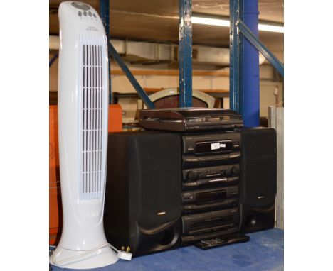 KENWOOD TWIN SPEAKER HI-FI SYSTEM &amp; TOWER FAN     