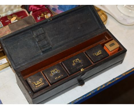 VINTAGE LEATHER BOUND TRAVEL STATIONARY BOX     