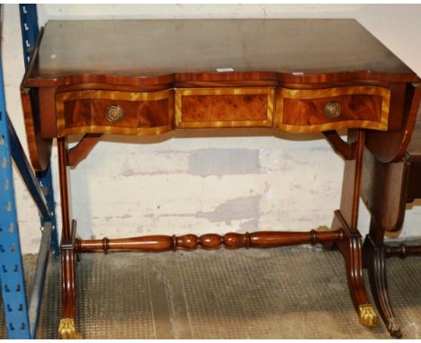 MAHOGANY &amp; WALNUT SOFA TABLE WITH 3 DRAWERS     