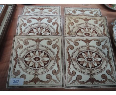 Six ceramic tiles marked IJB