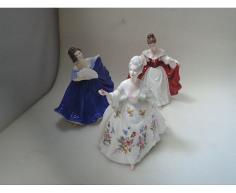 Three Royal Doulton figures, Diana HN2468, Sara HN2265 and Elaine HN2791
