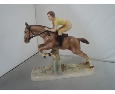 A H K Tunstall study, Girl on horse, jumping wall