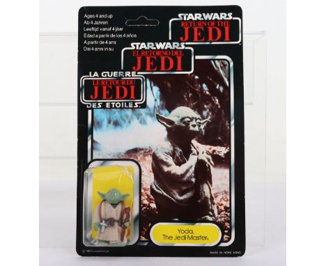 Palitoy General Mills Star Wars Return of The Jedi Tri Logo Yoda The Jedi Master Vintage Original Carded Figure, 3 ¾ inches m