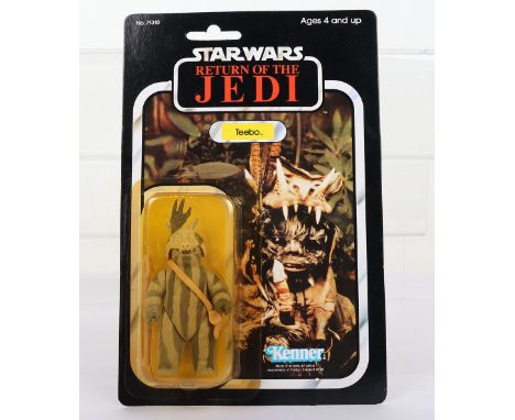 Kenner Star Wars Return of The Jedi Teebo Vintage Original Carded Figure, 3 ¾ inches mint, factory sealed bubble mint (yellow