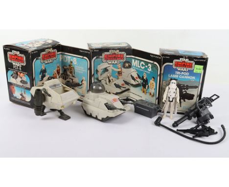 Three Boxed Vintage Star Wars Kenner The Empire Strikes Back Accessories  No 40020 MLC-3 Mobile Laser Cannon, N0.40070 PDT-8 