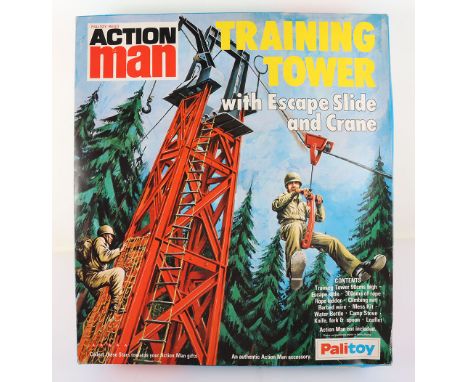 Palitoy Action Man Training Tower with Escape Slide and Crane, Cat No 34725, complete, with instruction leaflet, in mint boxe