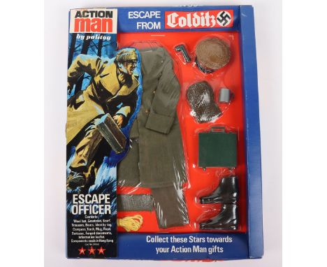 Palitoy Action Man Escape From Colditz Escape Officer circa 1970 Cat No. 34150, contents: Wool hat, Greatcoat, scarf, trouser