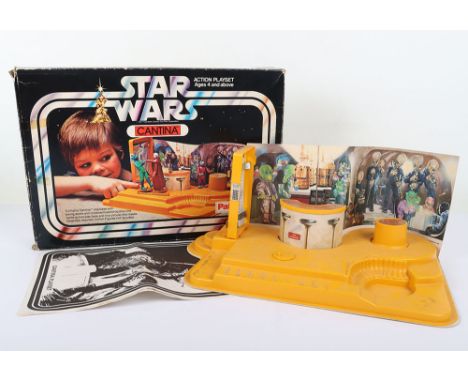 Vintage Boxed Palitoy Star Wars Cantina Action Playset, play-base, doorway with swing doors, card back drop, bar, card bar su