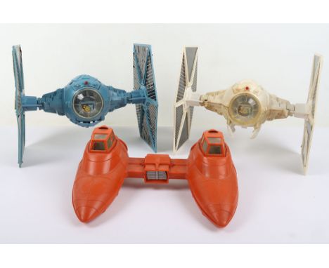 Vintage Star Wars Space Vehicles Tie Fighter, battle damaged Tie Fighter and a Twin Pod Cloud Car, all in excellent unboxed o