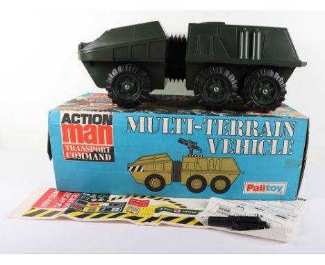 Palitoy Action Man Transport Command Multi-Terrain Vehicle Cat No 34737, comes equipped with a mounted machine gun, a hard no