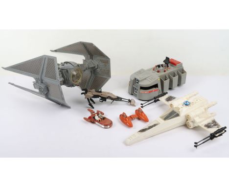 Vintage Star Wars Vehicles Tie Interceptor, Battle Damaged X Wing, Land Speeder, Imperial Cruiser all in excellent unboxed or