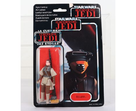 Palitoy General Mills Star Wars Tri Logo Return of The Jedi Princess Leia Organa Boushh Vintage Original Carded Figure, 3 ¾ i