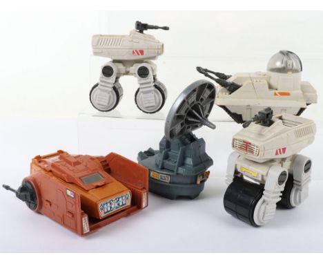 Five Vintage Star Wars Unboxed Mini Rig Vehicles, AST-5, 2 x MTV-7, MLC-3 and a Radar Laser Canon, all in good used condition