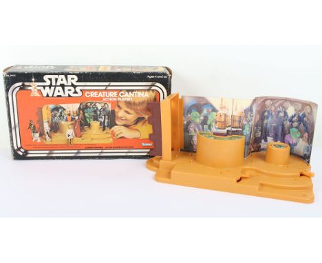 Vintage Kenner Star Wars Creature Cantina Action Playset, No 39120 plastic cantina playbase, two battle action levers, with o