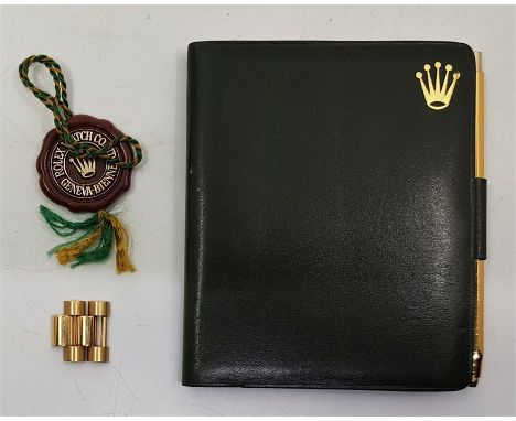 A Gentleman's Rolex President 18ct. gold bracelet link, size 16mm, together&nbsp;with a Rolex address book and a related item
