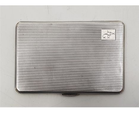 An engine turned silver rectangular cigarette case, by Smith &amp; Bartlam, Birmingham 1917, 12.7cm x 8.5cm. (gross weight 19