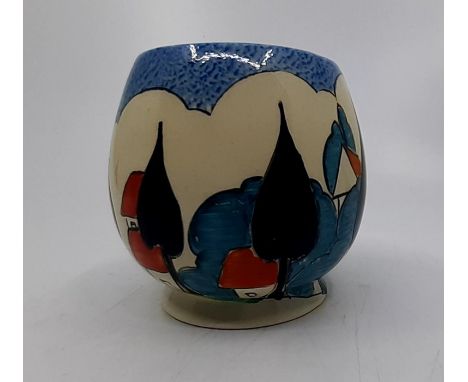 A scarce Clarice Cliff "May Avenue" squat vase, 8cm highCondition very good no cracks chips or restoration no paint "flaking"