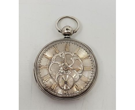 A Victorian Arnold (London) silver pocket watch, key wind fusee movement,&nbsp;having finely engraved engine turned dial with
