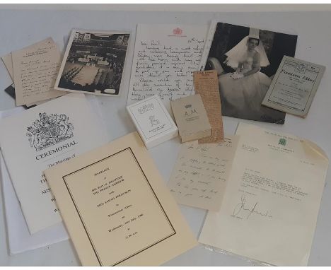 A collection of Royal memorabilia. to include Buckingham Palace 1986 boxed Wedding&nbsp; cake, a signed Armstrong Jones portr