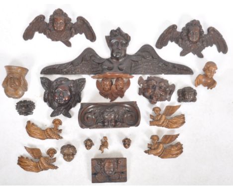 A large collection of 19th &amp; 20th century carved figure heads and wall masks. Examples include: several carved oak and ma